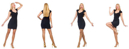 Collage of woman in fashion look isolated on whiteの写真素材