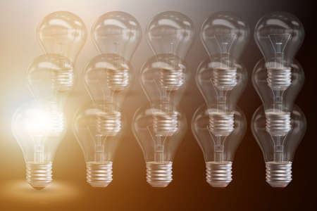 Standing our from the crown concept with light bulbs - 3d rendering