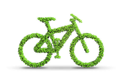 Green bycycle in transportation concept - 3d renderingの写真素材