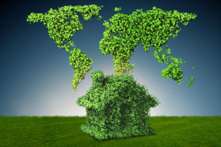 Green energy house concept - 3d renderingの写真素材