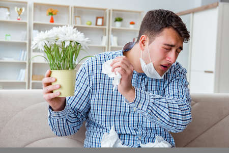 Man suffering from allergy - medical conceptの写真素材