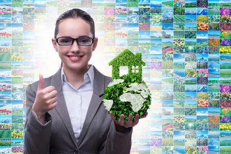 Businesswoman in recyling sustainable business conceptの写真素材