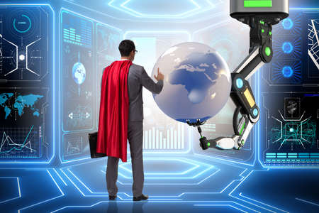 Superhero in global business concept