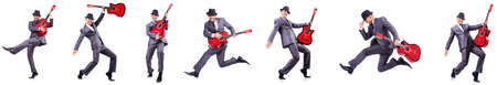 Guitar player isolated on the white