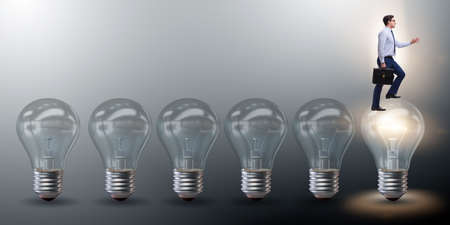 Businessman in new idea concept with light bulb