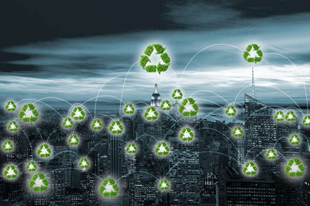 Concept of city powered by green energyの写真素材