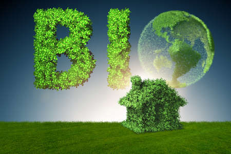 Green energy house concept - 3d renderingの写真素材