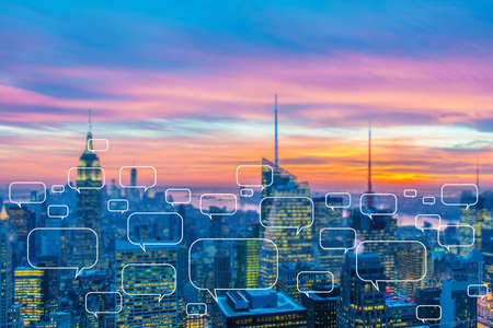 Concept of social networking with cityの写真素材