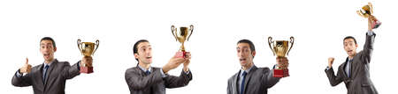 Collage of businessman receiving awardの写真素材