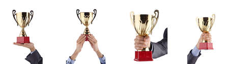 Collage of businessman receiving awardの写真素材