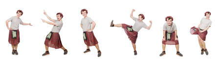 Funny scotsman isolated on whiteの写真素材