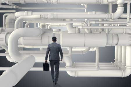 Businessman and piping at the planの写真素材