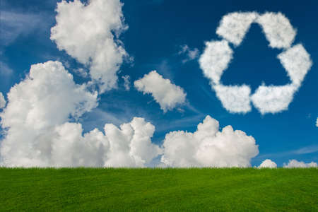 Recycling symbol made from clouds