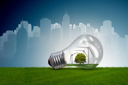 Lightbulb in alternative energy concept - 3d renderingの写真素材