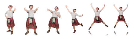 Funny scotsman isolated on whiteの写真素材