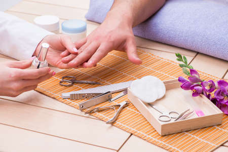 Hand manicure concept for manの写真素材