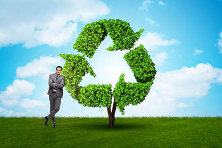 Businessman in recyling sustainable business conceptの写真素材
