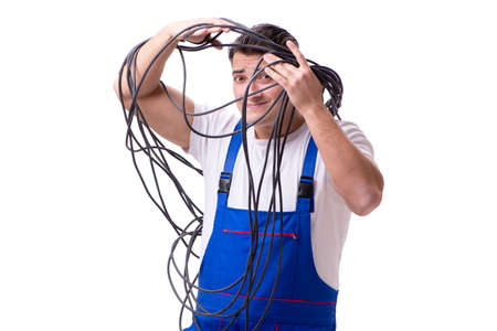 Man doing electrical repairsの写真素材