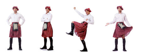 Concept with funny scotsman isolated on whiteの写真素材
