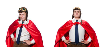 Funny hero isolated on the whiteの写真素材