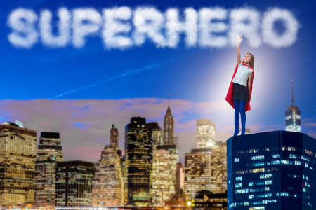 Little kid protecting the city from evilの写真素材