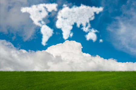 World map made of clouds in nature concept- 3D renderingの写真素材