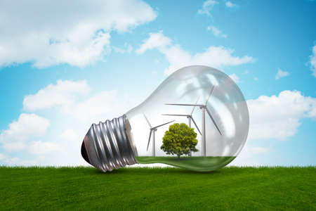 Lightbulb in alternative energy concept - 3d rendering