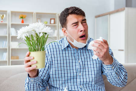 Man suffering from allergy - medical conceptの写真素材