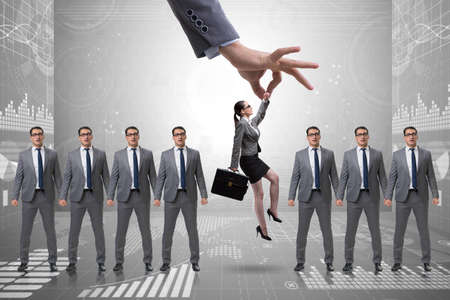 Recruitment concept with hand picking employeeの写真素材