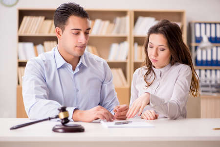 Young family in marriage divorce conceptの写真素材