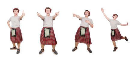 Funny scotsman isolated on whiteの写真素材