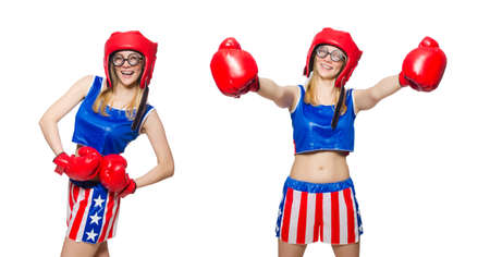 Funny boxer isolated on whiteの写真素材