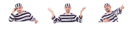 Convict criminal in striped uniformの写真素材