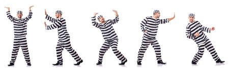 Convict criminal in striped uniformの写真素材