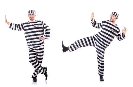 Convict criminal in striped uniform