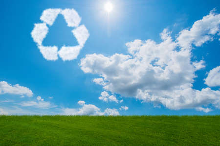 Recycling symbol made from clouds