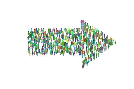 Illustration showing many people in arrow shape - 3d renderingの写真素材