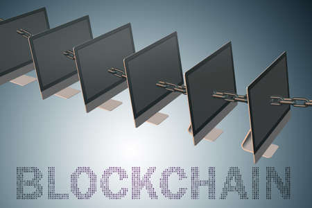 Concept of blockchain in modern business - 3d rendering