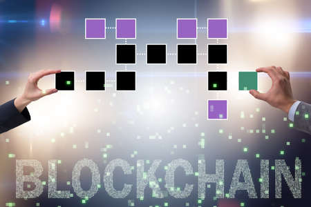 Concept of blockchain in modern businessの写真素材