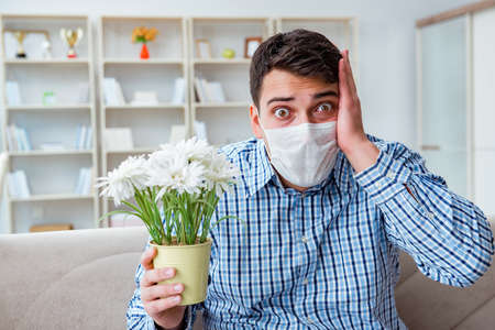 Man suffering from allergy - medical conceptの写真素材