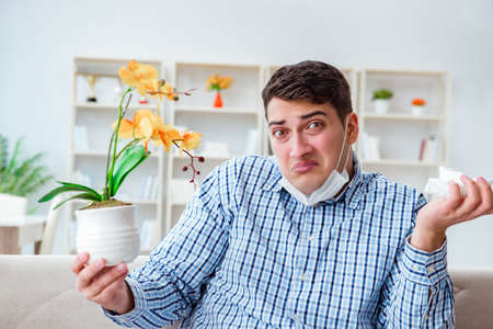 Man suffering from allergy - medical conceptの写真素材