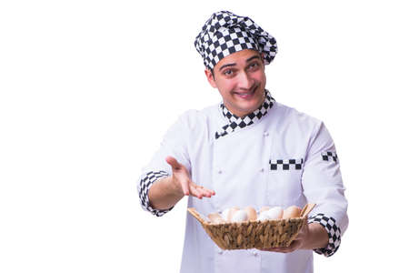 Chef with a basket of eggsの写真素材