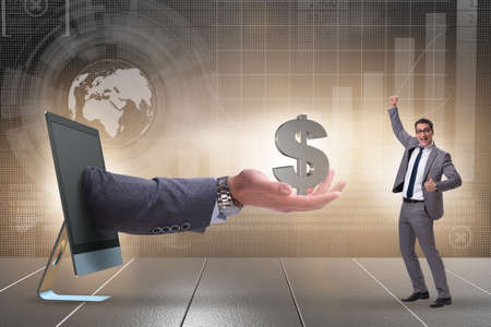 Businessman receiving investment in his startup businessの写真素材