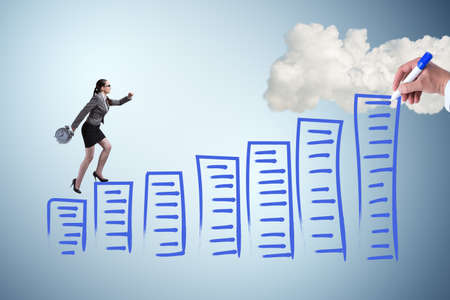 Businesswoman in career progress conceptの写真素材