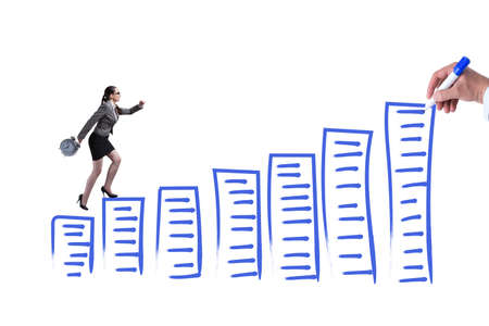 Businesswoman in career progress conceptの写真素材