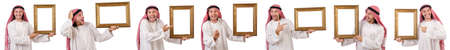 Arab with picture frame on white