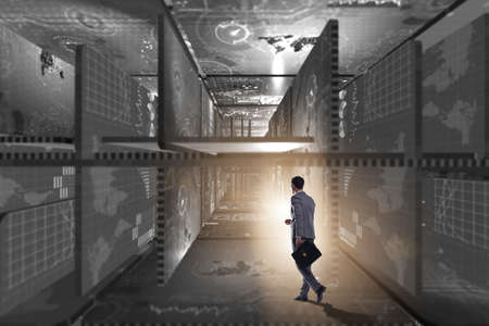 Businessman in abstract business conceptの写真素材