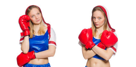 Female boxer isolated on the white backgroundの写真素材