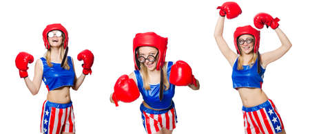 Funny boxer isolated on whiteの写真素材