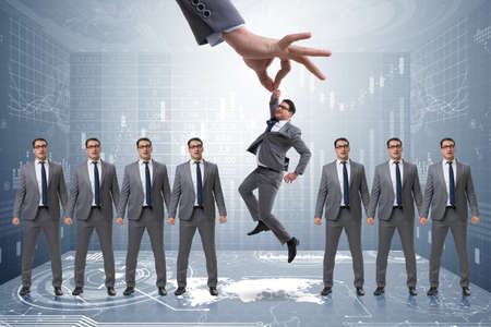 Recruitment concept with hand picking employee